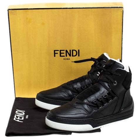 fendi elaphe and black leather sneakers|fendi high top sneakers women's.